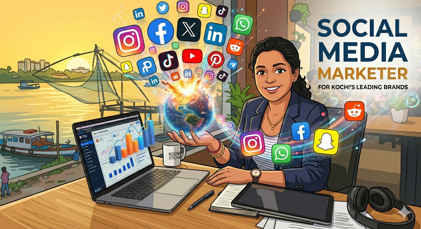 Social media marketer in Kochi helping businesses grow with targeted ad campaigns, engaging content, and strategic brand building. Discover how expert digital marketing in Kochi can increase visibility, drive traffic, and turn followers into loyal customers